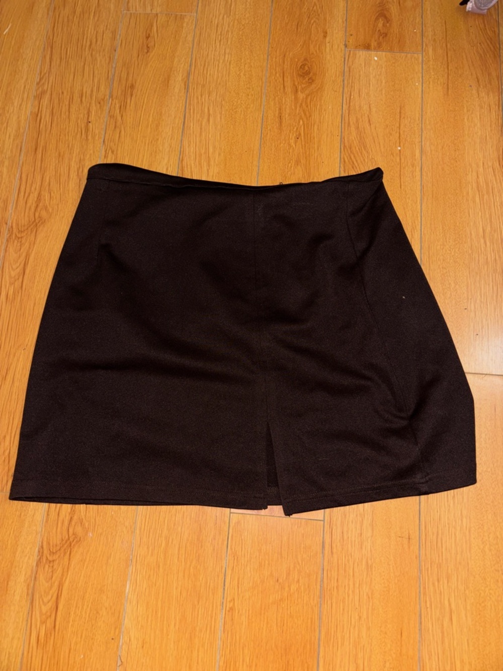 Black Mini Skirt with Center Front Slit